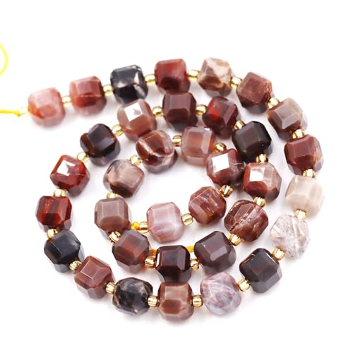 Natürliche facettierte Steinperlen zur Schmuckherstellung, verkauft pro Beutel, 5 Stränge innen, Würfelholz, versteinertes Holz, 6 mm, Eu9-k9530 Natürliche facettierte Steinperlen zur Schmuckherstellung, verkauft pro Beutel, 5 Stränge innen, Würfelholz, versteinertes Holz, 6 mm, Eu9-k9530 von Generisch