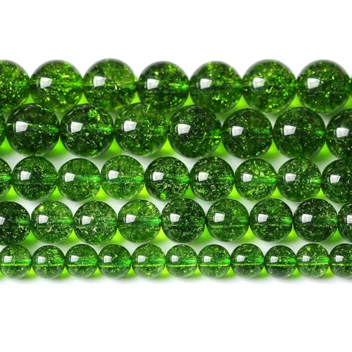 Natürliche grüne Kristallperlen, Edelstein, runde Kristall-Energie für Schmuckherstellung, DIY-Armband, Halskette, 1 Strang, 39,4 cm, 60 Stück, 6 mm von Generisch