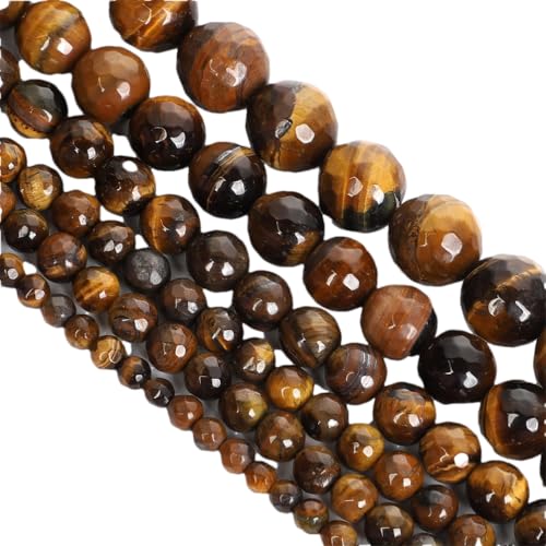Natürliche lose Abstandshalter-Perlen für selbstgemachte Armbänder, Schmuckzubehör, Größe 4/6/8/10/12 mm, B, Gelb, 10 mm (ca. 38 Stück) von Generisch