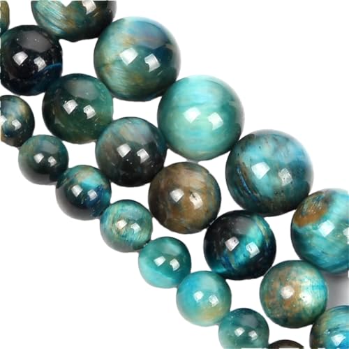 Natürliche lose Abstandshalter-Perlen für selbstgemachte Armbänder, Schmuckzubehör, Plektrumgröße 4/6/8/10/12 mm, Blau, 10 mm (ca. 38 Stück) von Generisch