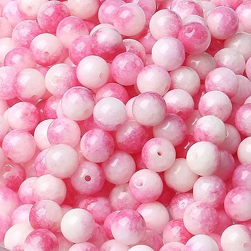 Natürliche rosa Turmalin-Jade-Edelstein, rund, lose Perlen (Kristall/poliert), 8 mm, 96 Stück, 2 Stränge, 81,3 cm, für DIY-Schmuckherstellung (Armband/Halskette/Ohrringe) von Generisch