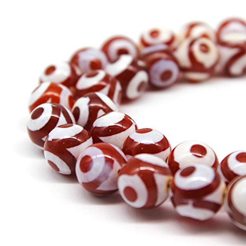 Natürliche rote Dzi-Perlen mit drei Augen, rund, lose Perlen, 8 mm, für DIY-Armbänder, Halsketten Natürliche rote Dzi-Perlen mit drei Augen, rund, lose Perlen, 8 mm, für DIY-Armbänder, Halsketten von Generisch