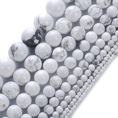 Natürliche weiße Howlith-Edelsteine, rund, lose Perlen (Kristall/Energieheilung), 3 mm, 1 Strang, 38,1 cm, für DIY-Schmuckherstellung von Generisch