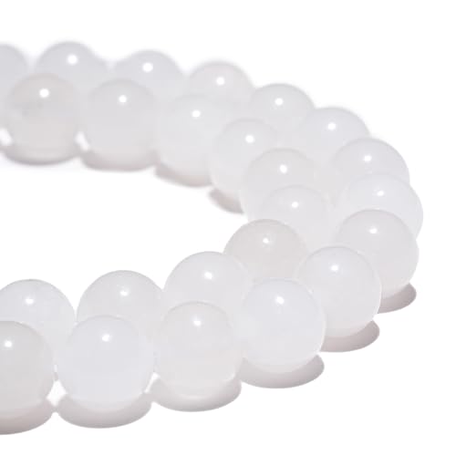 Natürlicher Edelstein, 8 mm, weiße Jadeperlen, poliert, rund, glatt, für Armbänder, Schmuckherstellung, 38,1 cm, lose Perlen Natürlicher Edelstein, 8 mm, weiße Jadeperlen, poliert, rund, glatt, für Armbänder, Schmuckherstellung, 38,1 cm, lose Perlen von Generisch