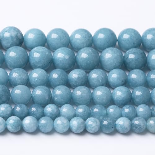 Natürlicher blauer Chalcedon-Edelstein, runde Kristall-Energie-Jade-Perlen für selbstgemachte Armbänder, Halsketten, Schmuck, 1 Strang, 39,4 cm, 31 Stück, 12 mm von Generisch