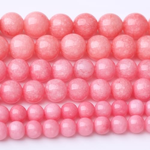 Natürlicher rosa Jade-Edelstein, rund, Energie-Jade-Perlen, 1 Strang, 39,4 cm, 4 mm, für selbstgemachten Schmuck (Armband, Halskette) von Generisch