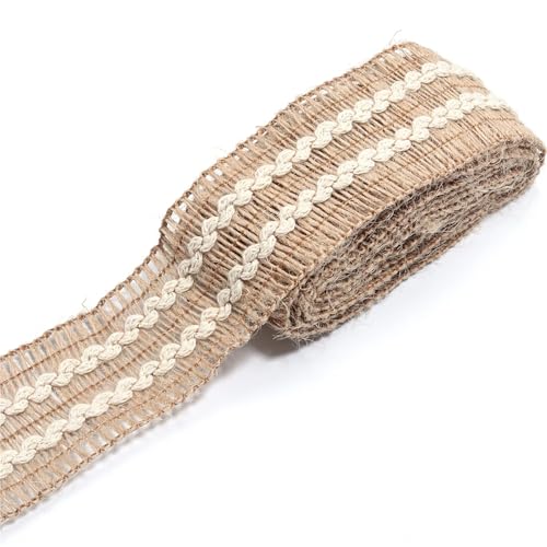 Natürliches Jute-Sackleinenband, Vintage, rustikales Leinen, Sackleinen, DIY-Schleifen, Basteln, Geschenkverpackung, Kleidungszubehör, Party-Dekoration, 2 m pro Los(Style 1 Width 4.5cm) von Generisch