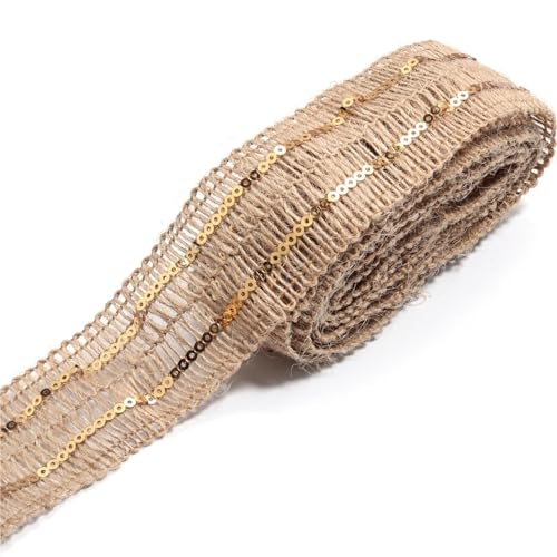 Natürliches Jute-Sackleinenband, Vintage, rustikales Leinen, Sackleinen, DIY-Schleifen, Basteln, Geschenkverpackung, Kleidungszubehör, Party-Dekoration, 2 m pro Los(Style 11 Width 4.2cm) von Generisch