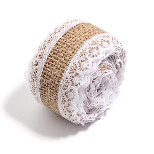Natürliches Juteband, 2 Yards, Vintage-Bastelband for Geschenkverpackungen, DIY-Schleifenherstellung, Hochzeits- und Party-Dekoration, Leinenstruktur, Rolle(Style1 Width 4cm) von Generisch