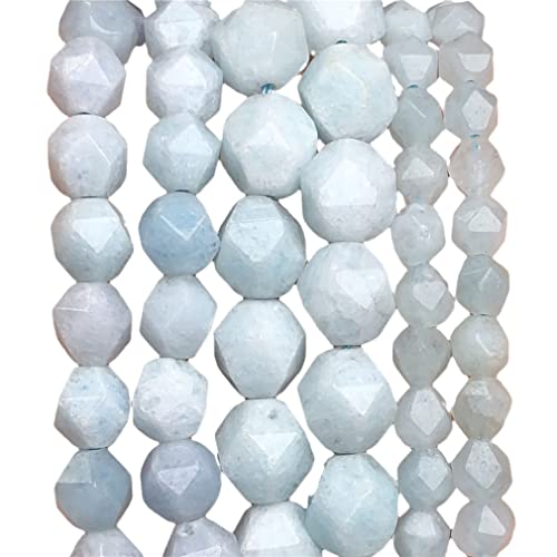 Naturstein, facettierte Aquamarine, rund, lose Abstandshalter, Perlen für Schmuckherstellung, DIY-Armband, Zubehör, 10 mm, 30–32 Stück von Generisch