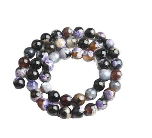 Naturstein-Achat-Perlen, rund, lose Perlen für Schmuckherstellung, Zubehör, DIY, Armband, Zubehör, K, 10 mm (ca. 36 Stück) von Generisch