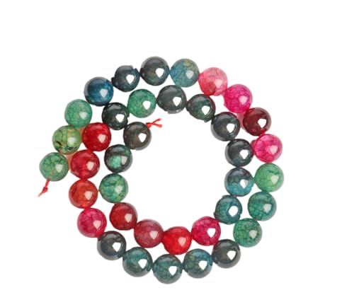 Naturstein-Achat-Perlen, rund, lose Perlen für Schmuckherstellung, Zubehör, DIY-Armband, Zubehör, 6/8/10 mm, T 10 mm (ca. 36 Stück) von Generisch