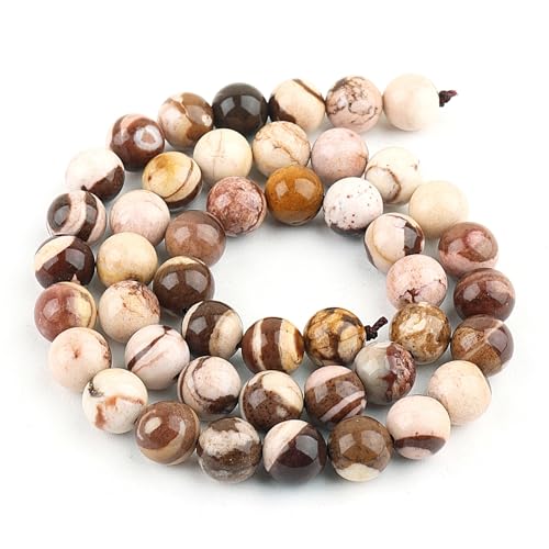 Naturstein-Edelstein zur Schmuckherstellung, 10 mm Kristallperlen für Armbänder, runde Perlen zum Basteln (34–37 Stück, australisches Zebra) von Generisch