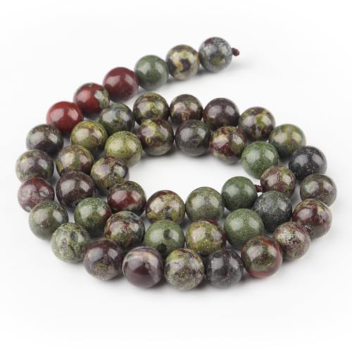 Naturstein-Edelstein zur Schmuckherstellung, 6 mm Kristallperlen für Armbänder, runde Perlen zum Basteln (57–62 Stück, Drachenblut) von Generisch