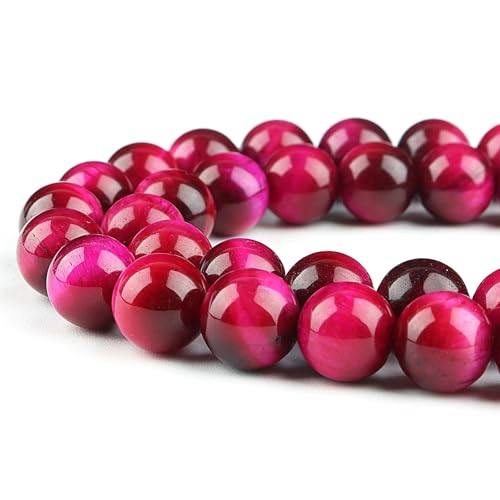 Naturstein-Edelstein zur Schmuckherstellung, Kristallperlen für Armbänder, 10 mm, runde lose Perlen (34–37 Stück, rosa Tigerauge) von Generisch