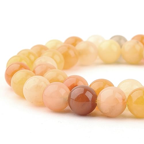 Naturstein-Edelstein zur Schmuckherstellung, Kristallperlen für Armbänder, 6 mm, runde lose Perlen (59–62 Stück, goldene Seidenjade) von Generisch