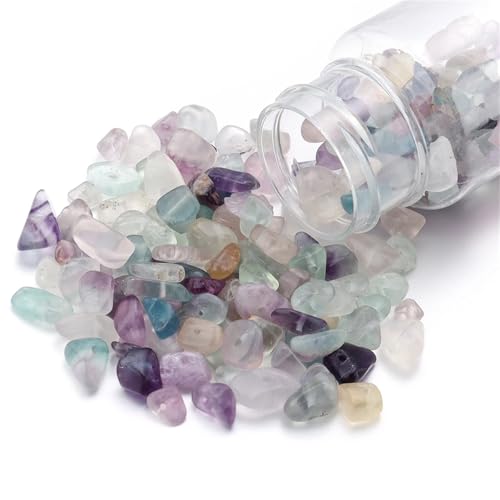 Naturstein Kies Chip Perlen Unregelmäßigen Kristall Quarz Amethyst Amazonit Opal DIY Handwerk Ornament Bonsai Dekor Material(Fluorite) von Generisch