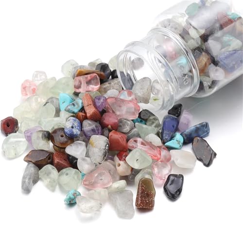 Naturstein Kies Chip Perlen Unregelmäßigen Kristall Quarz Amethyst Amazonit Opal DIY Handwerk Ornament Bonsai Dekor Material(Mix stone beads) von Generisch