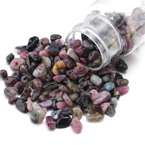 Naturstein Kies Chip Perlen Unregelmäßigen Kristall Quarz Amethyst Amazonit Opal DIY Handwerk Ornament Bonsai Dekor Material(Tourmaline) von Generisch