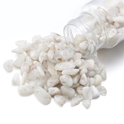 Naturstein Kies Chip Perlen Unregelmäßigen Kristall Quarz Amethyst Amazonit Opal DIY Handwerk Ornament Bonsai Dekor Material(White moonstone) von Generisch