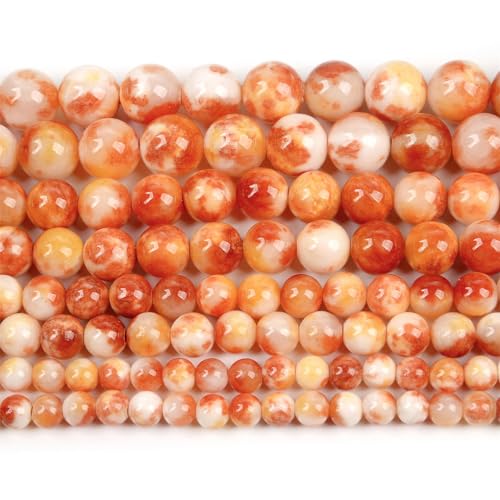 Naturstein-Perlen, rund, lose Perlen für Schmuckherstellung, Armband, DIY, Orange, Weiß, 8 mm, 44–46 Stück Naturstein-Perlen, rund, lose Perlen für Schmuckherstellung, Armband, DIY, Orange, Weiß, 8 mm, 44–46 Stück von Generisch