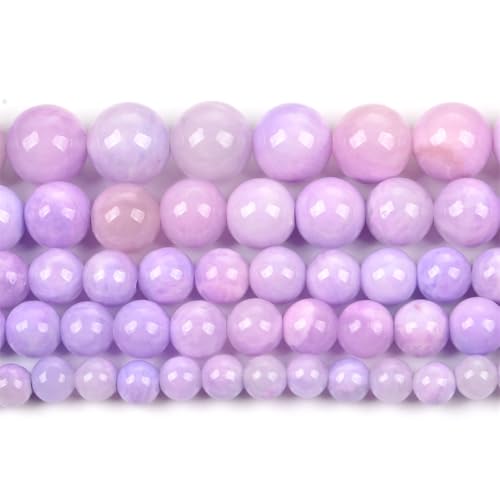 Naturstein-Perlen, rund, lose Perlen für Schmuckherstellung, Handarbeiten, Armbänder, DIY-Strang, 6/8/10/12 mm, Lila, 10 mm, 36–38 Stück von Generisch