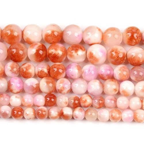 Naturstein-Perlen, rund, lose Perlen für Schmuckherstellung, Handarbeiten, Armbänder, DIY-Strang, 6/8/10/12 mm, Rot/Weiß, 8 mm, 44–46 Stück von Generisch
