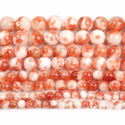 Naturstein-Perlen, rund, lose Perlen für Schmuckherstellung, Handarbeiten, Armbänder, DIY-Strang, 6/8/10/12 mm, Weiß, Rot, 10 mm, 36–38 Stück Naturstein-Perlen, rund, lose Perlen für Schmuckherstellung, Handarbeiten, Armbänder, DIY-Strang, 6/8/10/12 mm, Weiß, Rot, 10 mm, 36–38 Stück von Generisch