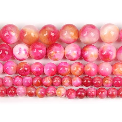 Naturstein-Perlen, rund, lose Perlen für Schmuckherstellung, Handarbeiten, Armbänder, DIY-Strang, 6/8/10/12 mm, rote Rose, 10 mm, 36–38 Stück von Generisch