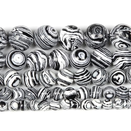 Naturstein-Perlen für Schmuckherstellung, Armband, DIY, Handarbeiten, 4/6/8/10/12 mm, 147, 8 mm, 44–46 Stück, Schwarz / Weiß Naturstein-Perlen für Schmuckherstellung, Armband, DIY, Handarbeiten, 4/6/8/10/12 mm, 147, 8 mm, 44–46 Stück, Schwarz / Weiß von Generisch