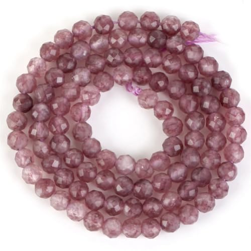 Natursteine, 2–4 mm, facettierter, violetter Lepidolith, rund, lose Perlen für Armbänder, Halsketten, lila Lepidolith, 3 mm, ca. 110 Stück von Generisch