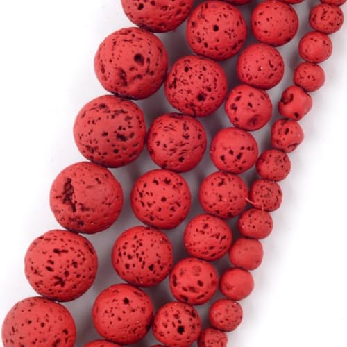 Natursteinperlen, 4–10 mm, Mischung aus Vulkangestein, Lava, Gummi, runde lose Perlen für Schmuckherstellung, Rot, 10 mm Natursteinperlen, 4–10 mm, Mischung aus Vulkangestein, Lava, Gummi, runde lose Perlen für Schmuckherstellung, Rot, 10 mm von Generisch