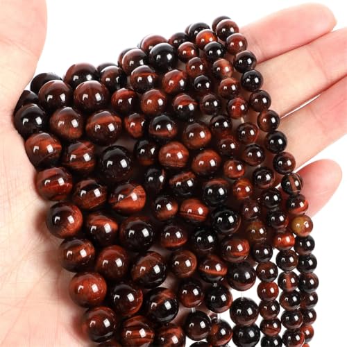 Natursteinperlen, Tigerauge, Amethyste, runde Perlen für Schmuckherstellung, DIY, Armband, Halskette, 34, 10 mm, 36–38 Stück von Generisch