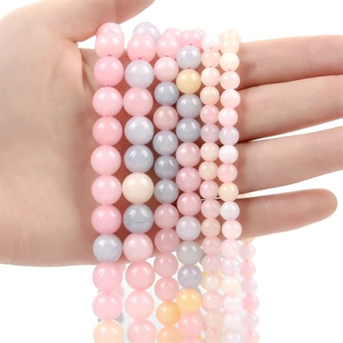 Natursteinperlen, bunte Jade, rund, lose, mattierte Perlen für Schmuckherstellung, DIY-Charm-Armbänder, 4–12 mm, 2 8 mm, 44–46 Stück von Generisch