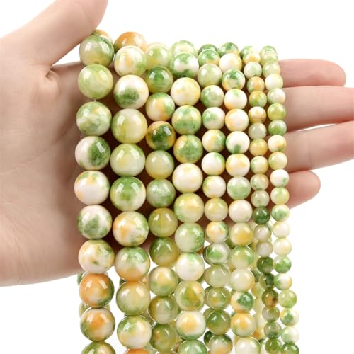 Natursteinperlen, bunte Jade, rund, lose, mattierte Perlen für Schmuckherstellung, DIY-Charm-Armbänder, 4–12 mm, 21, 10 mm, 36–38 Stück von Generisch