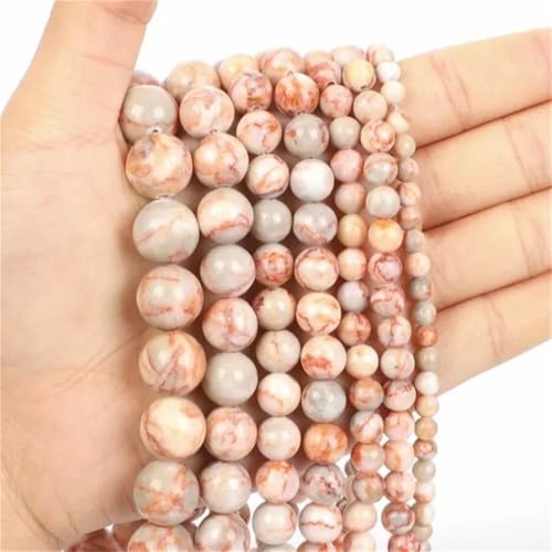 Natursteinperlen, rote Riss-Perlen für Schmuckherstellung, DIY-Armband, 4, 6, 8, 10 mm, 4 mm, 80 Stück von Generisch