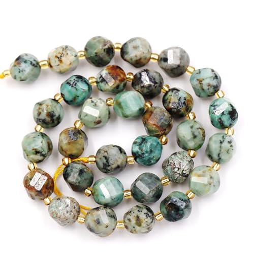 Natursteinperlen für DIY-Schmuckherstellung, verkauft pro Beutel, 5 Stränge und eine Rolle, Schnur innen, facettiert, S-Form, afrikanischer Türkis, 10 mm, Eu9-k9315 Natursteinperlen für DIY-Schmuckherstellung, verkauft pro Beutel, 5 Stränge und eine Rolle, Schnur innen, facettiert, S-Form, afrikanischer Türkis, 10 mm, Eu9-k9315 von Generisch