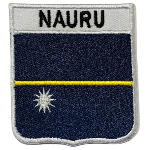 Nauru bestickte Schildflagge mit Namen Patch zum Aufbügeln / Aufnähen Abzeichen Nationalsymbol Militär Patch für Kleidung Rucksäcke Kappen von Generisch