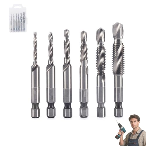 Neattidyly/Boundbreed/Beneficiak 3-in-1-Spiralbohrer-Set mit Sechskantschaft, professionelles Gewindebohrer-Werkzeugset, professionelle Wartungswerkzeuge (Silver-Long) von Generisch