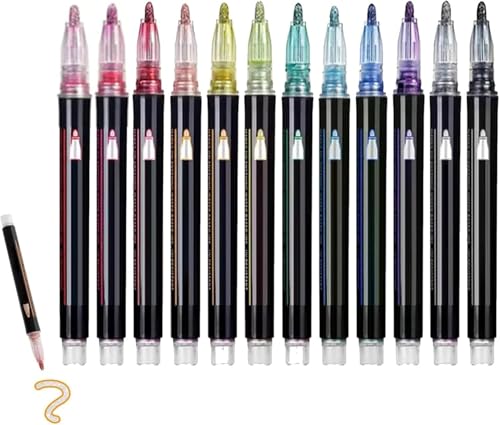 Neattidyly 8/12 Colors Outline Markers Metallic Glitter Pens, Illuminateupon/Neattidyly Marker Pen, Double Line Outline Markers Pens, For Drawing And Scribbling (12pcs) von Generisch
