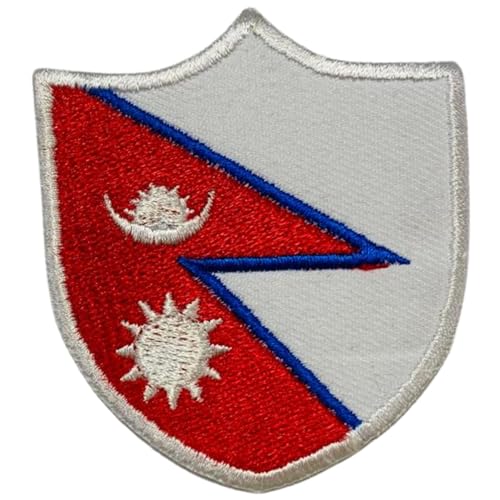 Nepal bestickter Schildflaggen-Aufnäher, zum Aufbügeln oder Aufnähen, Nationalsymbol, Militär-Patch für Kleidung, Rucksäcke, Mützen von Generisch
