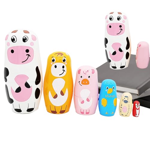 Nesting Puppen Für Kinder, Holz 6 Lagen Kuh Tier Puppen, Tierfigur Für Wohnung Studentenzimmer Schule Klassenzimmer Schlafzimmer Wohnzimmer Festliche Feiertage Nesting Puppen Für Kinder, Holz 6 Lagen Kuh Tier Puppen, Tierfigur Für Wohnung Studentenzimmer Schule Klassenzimmer Schlafzimmer Wohnzimmer Festliche Feiertage von Generisch