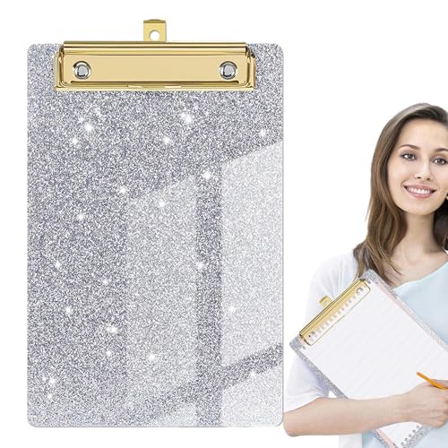 Nette Glitzer -Zwischenablage - stilvolle Buchstabengröße Zwischenablage mit Metallclip | Buntes leichte Dateibrett für Büro, Schule, Dokumente, Schreiben von Schreibwaren für Mädchen, Frauen, Schüler von Generisch