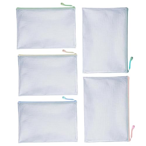 Netztasche mit Reißverschluss – A4-Dokumententasche aus Netzstoff – Aufbewahrungs-Organizer, Federmäppchen, Klassenzimmer-Organisation für Akten, Kosmetik, Schule, Bürobedarf von Generisch