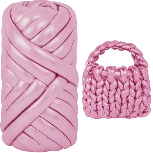 Neuer Metallicfaden, helles Ledermaterial, geflochtener Schlaucharm, geflochtene Wolle, grobes Garn, Schlauchgarn, geeignet für handgewebte Taschen, Körbe, Kissen, Haustierkörbe，500g von Generisch
