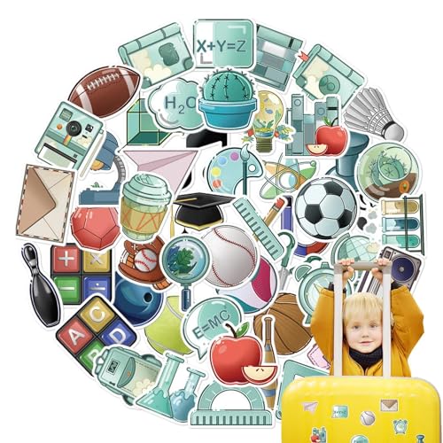 Niedliche Aufkleberbögen – 50 Cartoon-Aufkleber, bunte und wasserdichte Aufkleber für Notebooks, Laptops, Wasserflaschen von Generisch