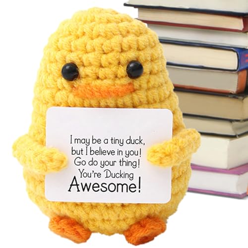 Niedliche Häkelpuppe, handgefertigte inspirierende Strickente, kreative Häkel-Positive Ente mit Ermutigungskarte für Tisch, Bücherregal, Wohnen Niedliche Häkelpuppe, handgefertigte inspirierende Strickente, kreative Häkel-Positive Ente mit Ermutigungskarte für Tisch, Bücherregal, Wohnen von Generisch