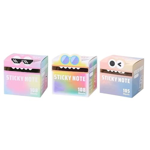 Niedliche Haftnotiz Mit Monstermuster, Lustige Haftnotizen Mit Pastellfarbenen Tieren, Selbstklebende Auszieh-Notizblöcke, Leicht Zu Verschickende Notizblöcke, Lebendiges Farbverlaufsdesign(3PCS(B)) von Generisch