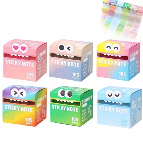 Niedliche Haftnotizen mit Monstermuster, witziges Pastell-Set zum Herausziehen, süße Haftnotizen mit Farbverlauf, transparent (105 Blatt/Rolle), tolles Geschenk zum Schulanfang für Lehrer und Schüler von Generisch