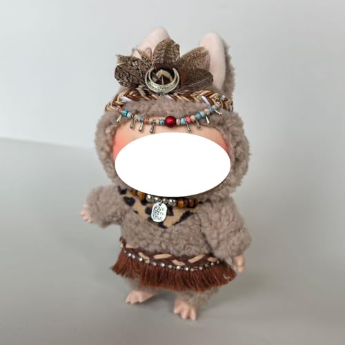 Niedliche Puppenkleidung 17 cm für Puppe, Kopfschmuck, Schal, Halskette, Kleid, vierteiliges Set für Kleidung, Zubehör, Puppenzubehör, Geschenke für Mädchen und Jungen (Stil C) von Generisch